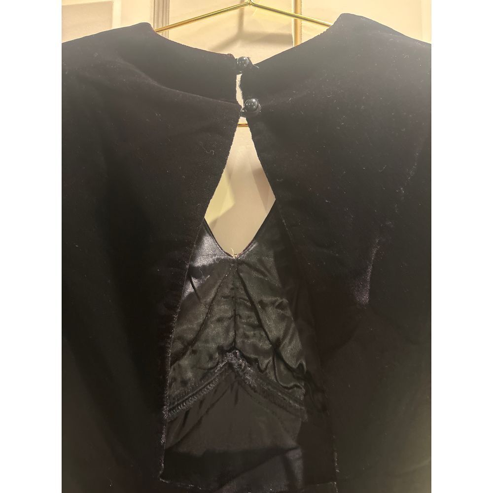 Vintage Scott McClintock Black‎ Velvet and Gold Detail Lace Dress - Picture 10 of 14
